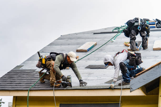 Professional Gutter Installation technician working in Phippsburg, ME